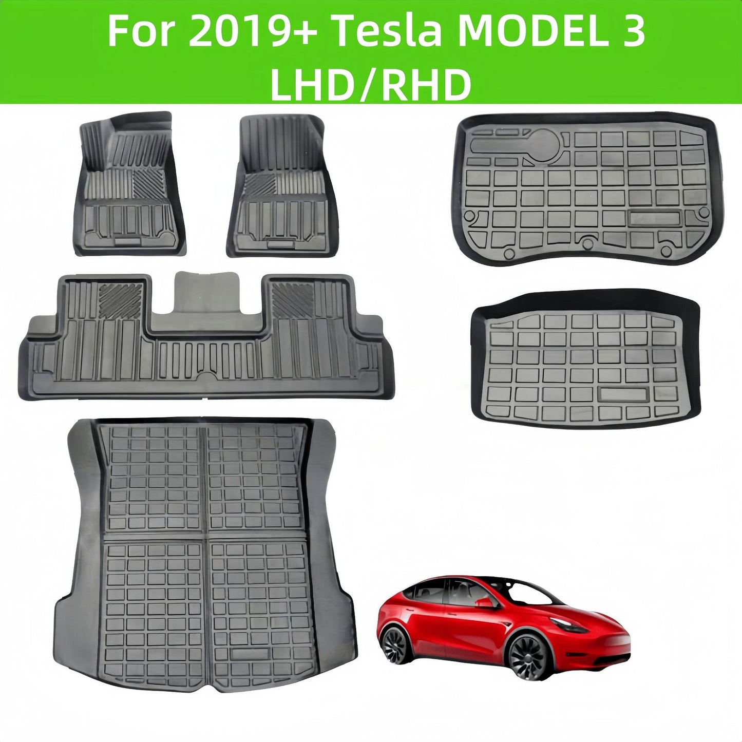 For 2019 Tesla MODEL 3 LHD RHD TPE Car Floor Mat/Rear Trunk Mat