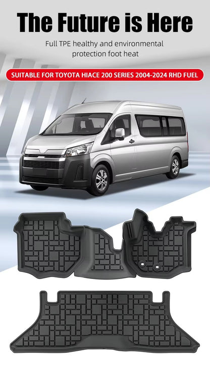 For 2004-2025 Toyota Hiace 200/300 Series RHD TPE Car Floor Mat