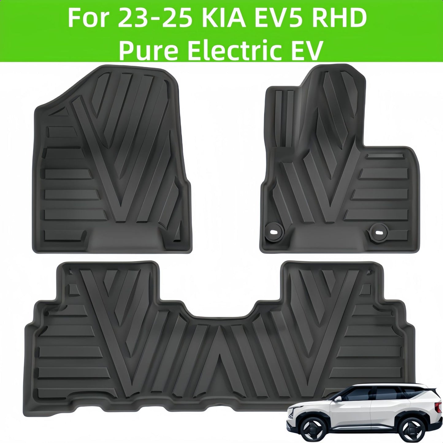 For 2023- 2025 KIA EV5 RHD 3D Carpet TPE Car Floor Mat/Rear Trunk Mat