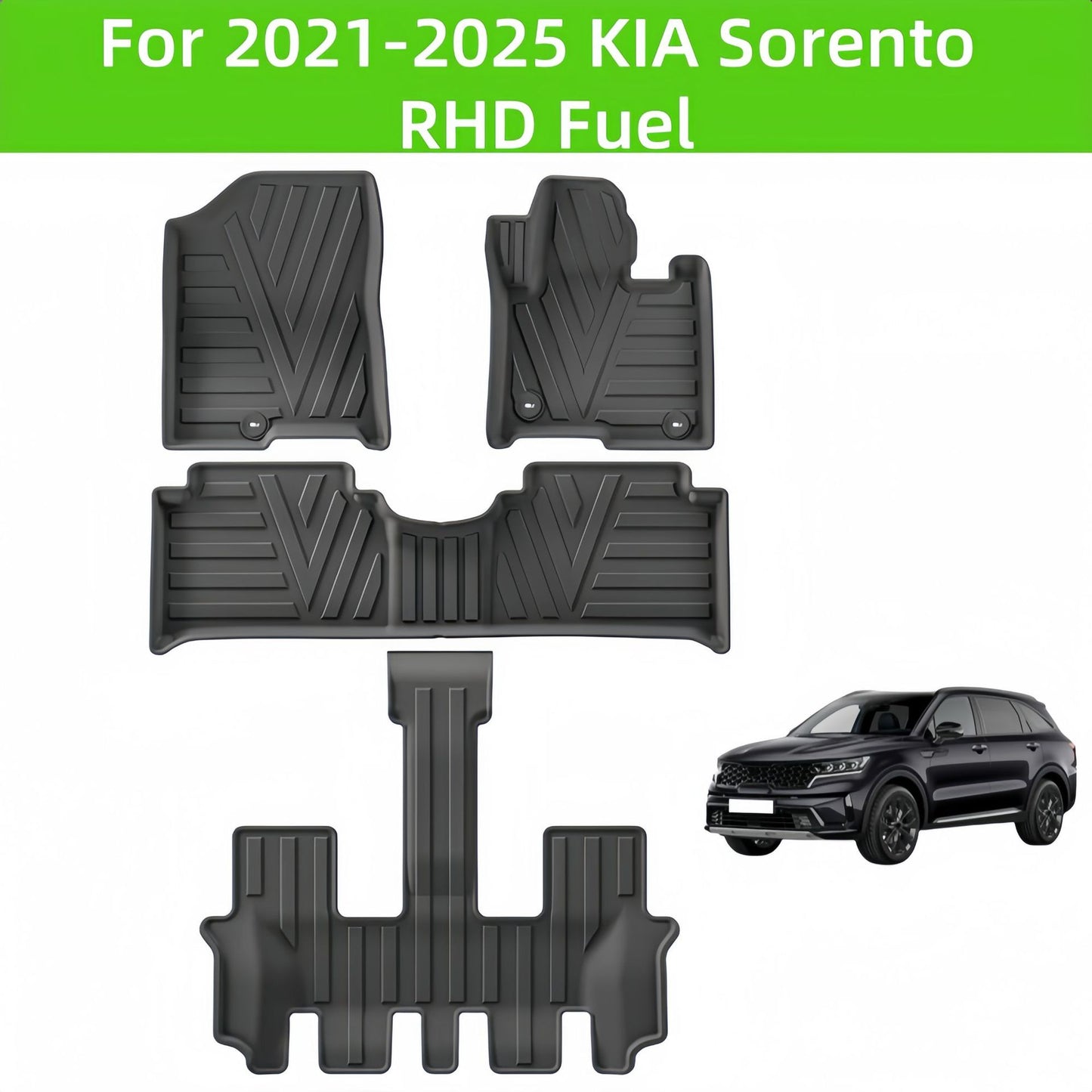 For 2021-2025 KIA Sorento RHD Fuel TPE Car Floor Mat/Rear Trunk Mat