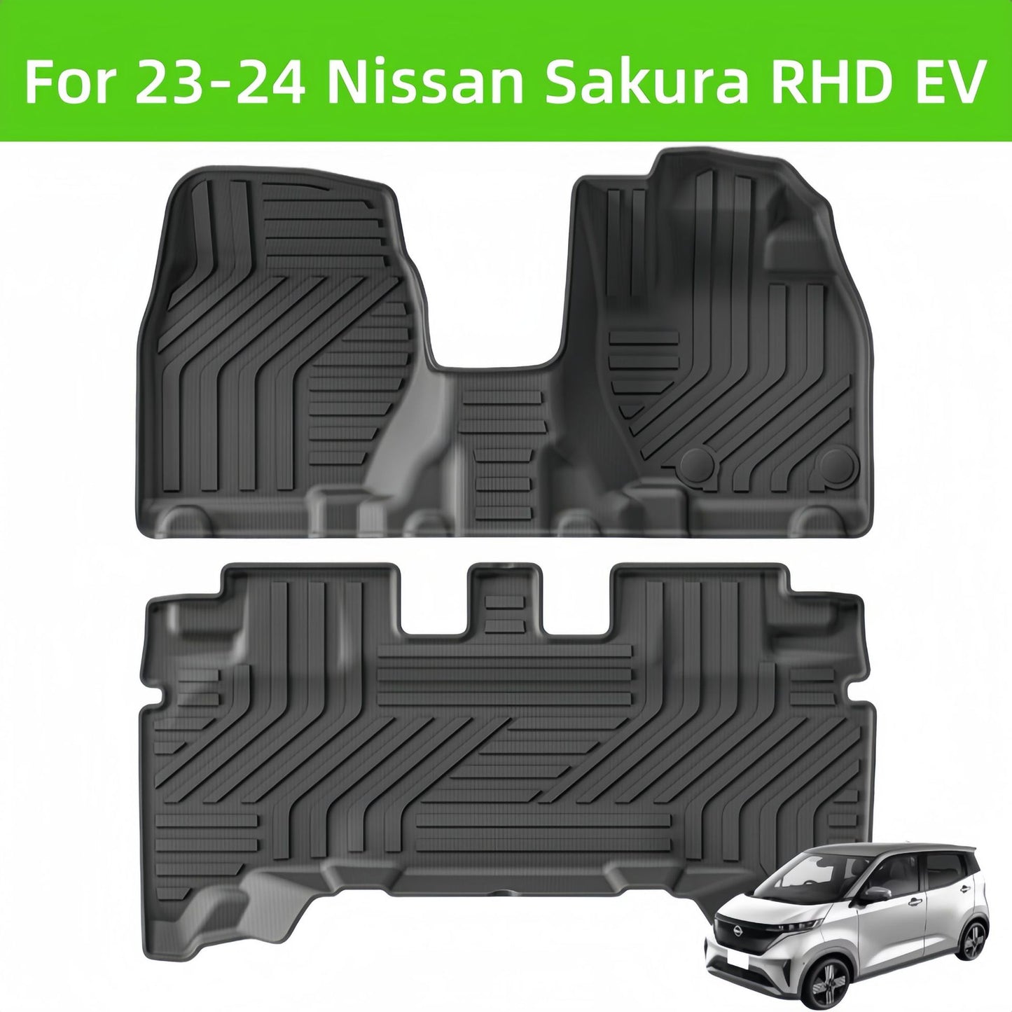 Nissan Sakura EV RHD 2023-2024 TPE  Car Floor Mat/Rear Trunk Mat