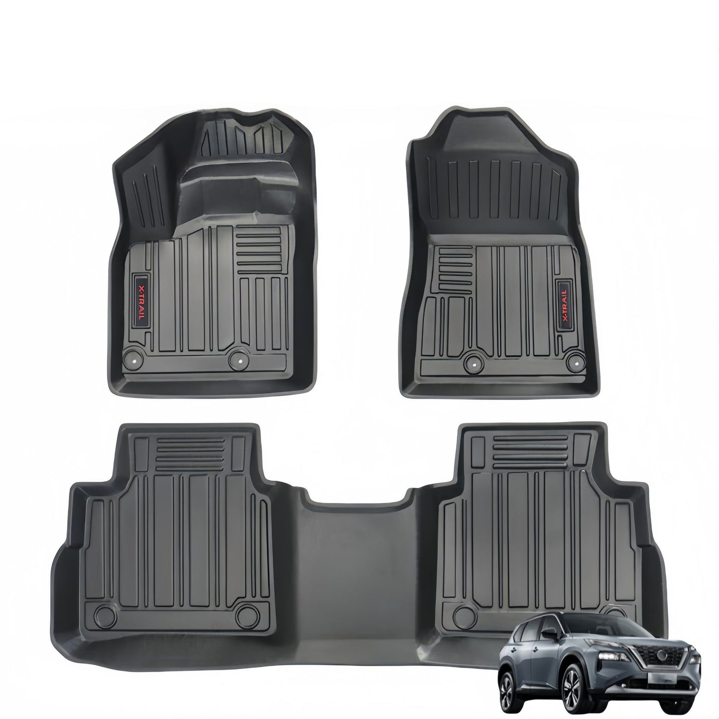 For 2021-2022 Nissan Rogue LHD 3DCarpet TPE Car Floor Mat/Rear Trunk Mat