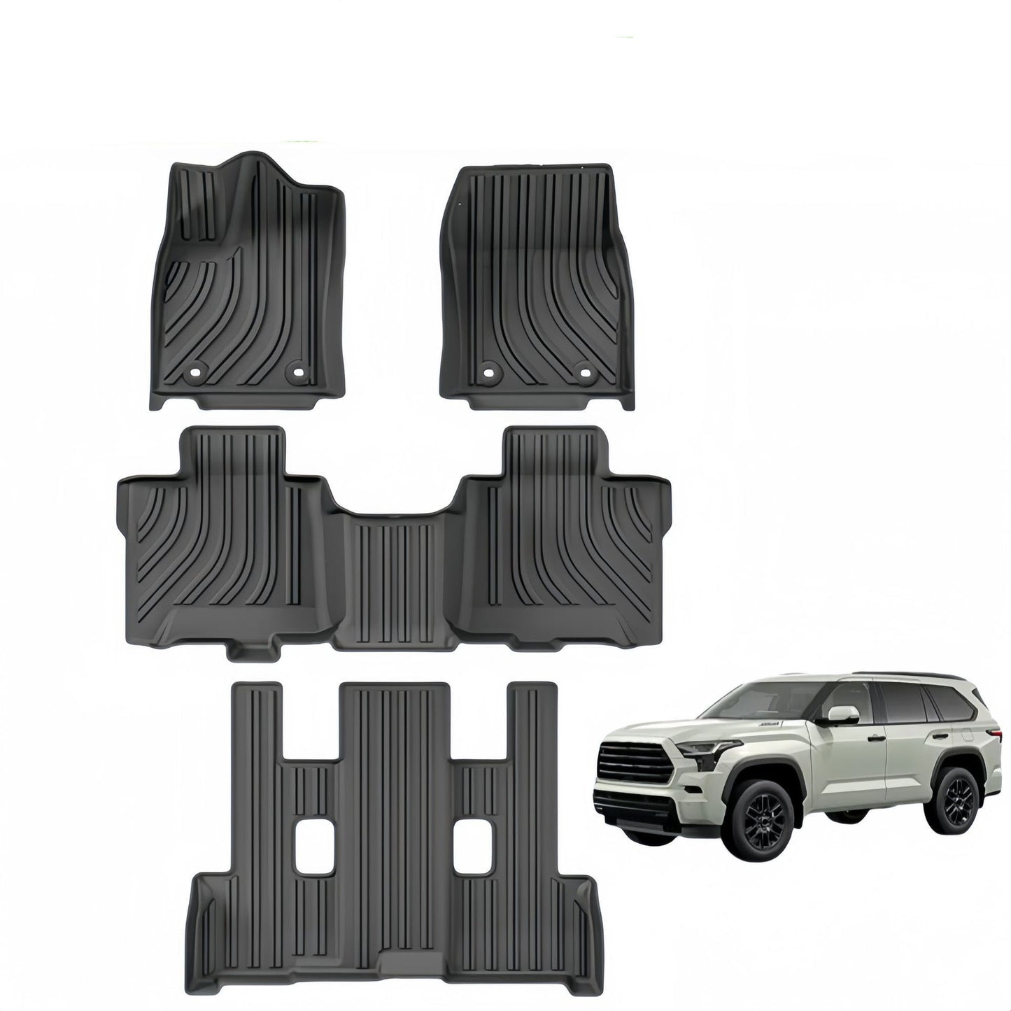 For 2023-2025 Toyot Sequoia TPE 3D Car Floor Mat/Rear Trunk Mat