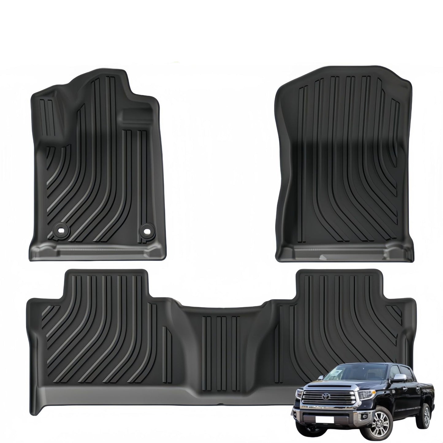 For 2021- 2024 Toyota Tundra LHD TPE Car Floor Mat/Rear Bucket Mat