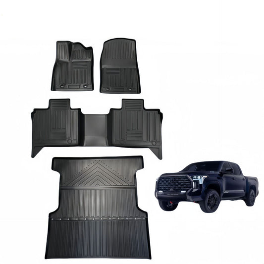 For 2014- 2024 Toyota Tundra LHD Carpet TPE Car Floor Mat/Rear Bucket Mat