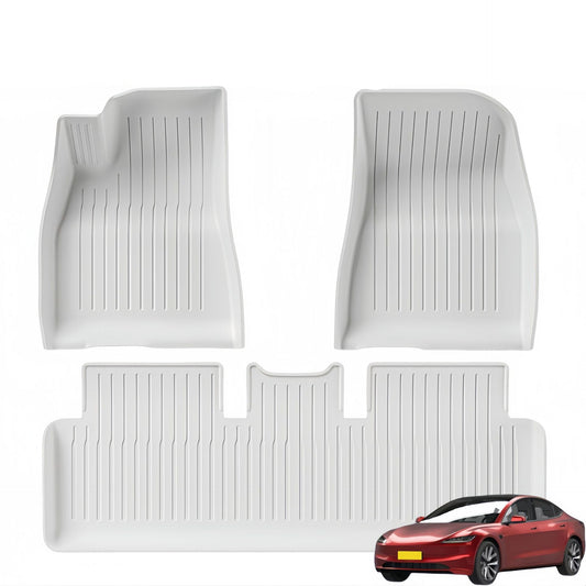 For 2019-2024 Tesla MODEL 3/MODEL Y White 3D Carpet TPE Car Floor Mat
