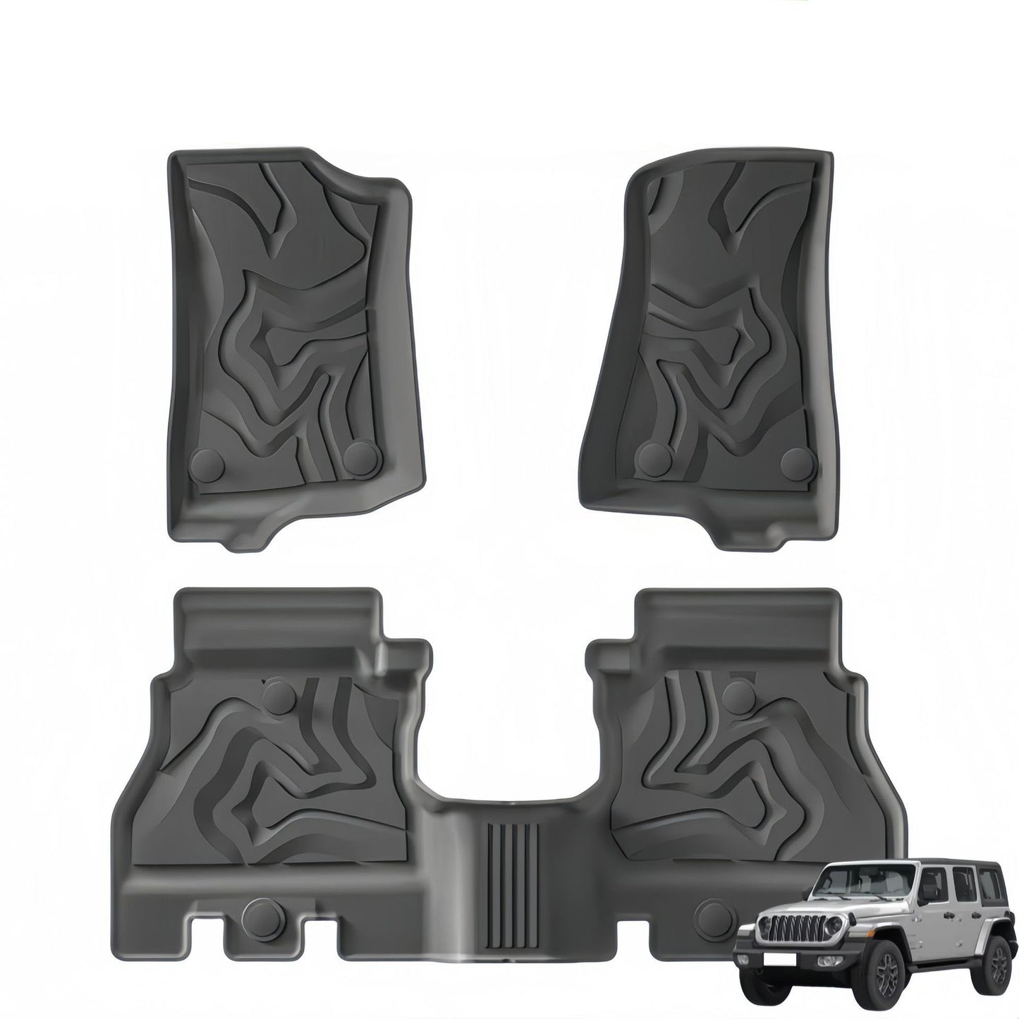 For 2018- 2024 Jeep Wrangler LHD TPE Car Floor Mat/Rear Trunk Mat