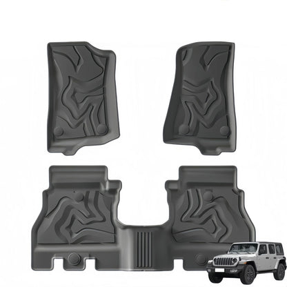 For 2018- 2024 Jeep Wrangler LHD TPE Car Floor Mat/Rear Trunk Mat