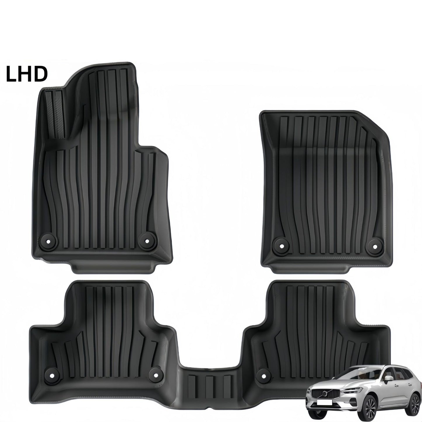 For 2018- 2024 Volvo XC60 Fuel/HEV TPE Car Floor Mat/Rear Trunk Mat