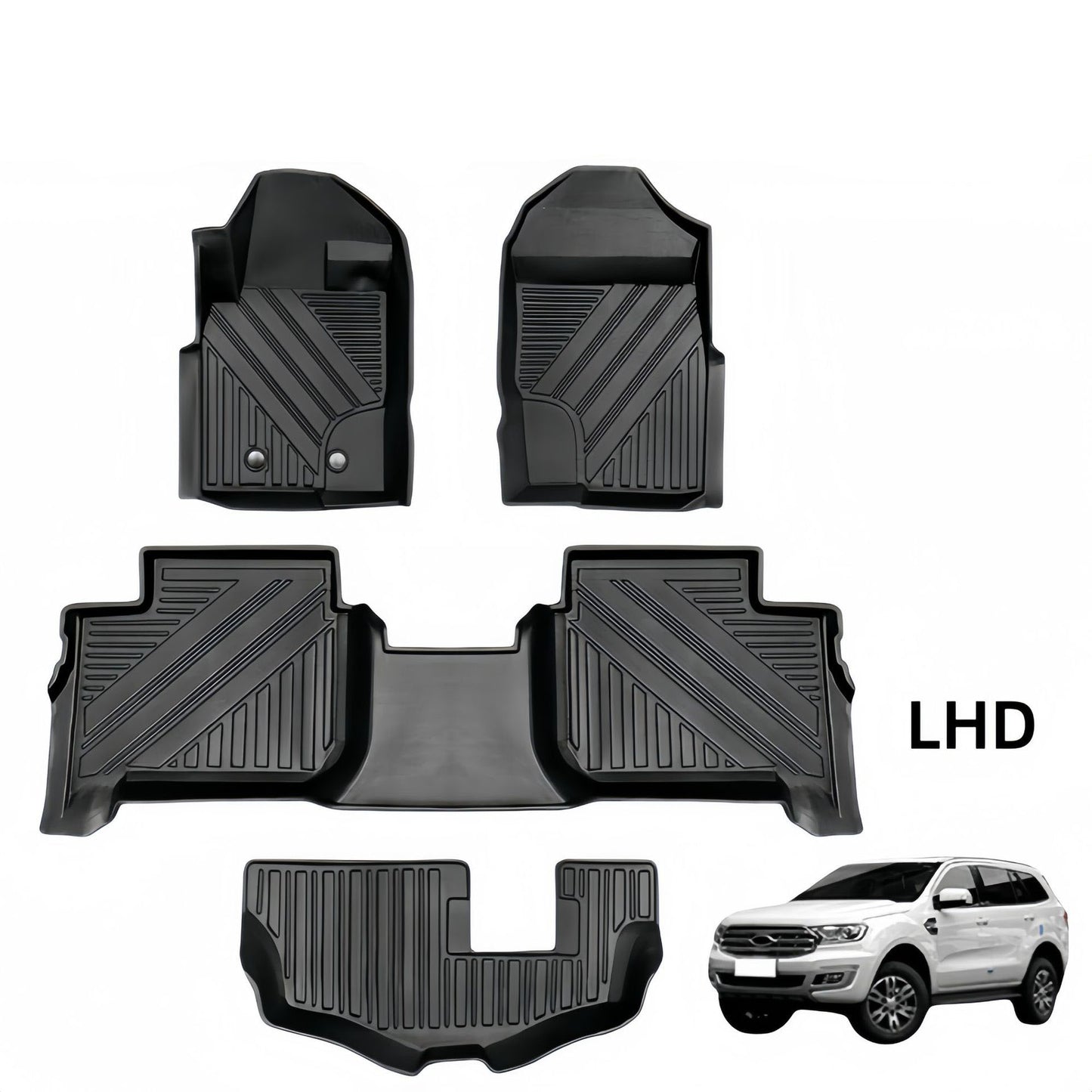 For 2015- 2021 Ford Everest Waterproof Carpet TPE Car Floor Mat