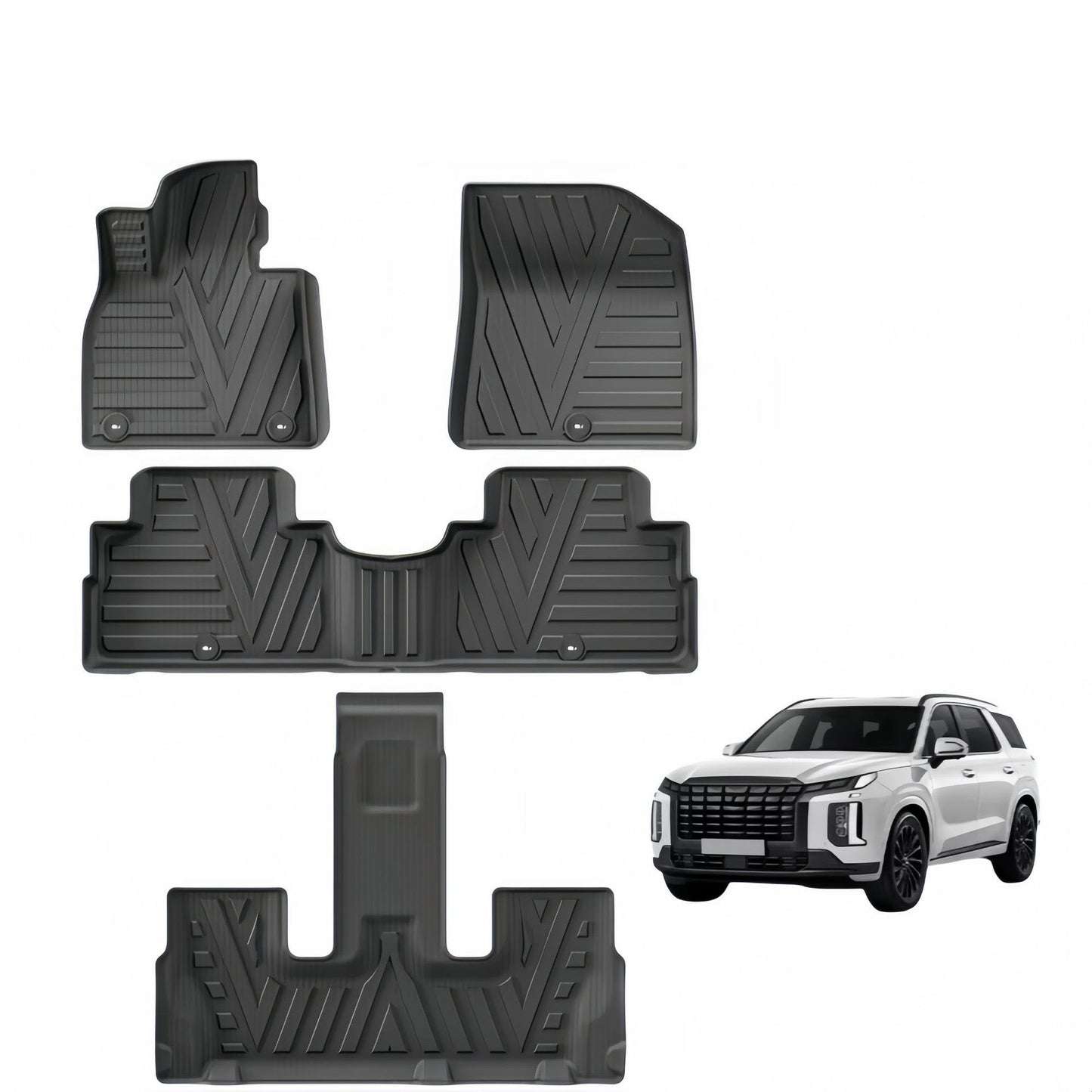 For 2020-2024 Hyundai Palisade 3DCarpet TPE Car Floor Mat/Rear Trunk Mat